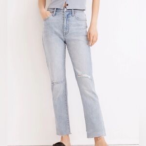 Madewell The High-Rise Slim Boyjean in Prentice Wash: Ripped Edition